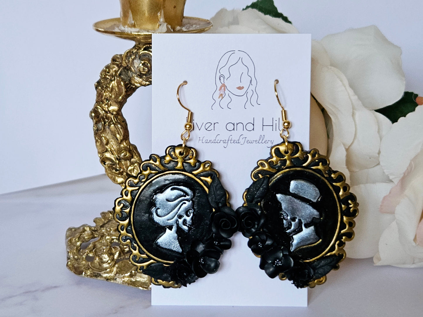 Haunted Halloween Cameo Earrings