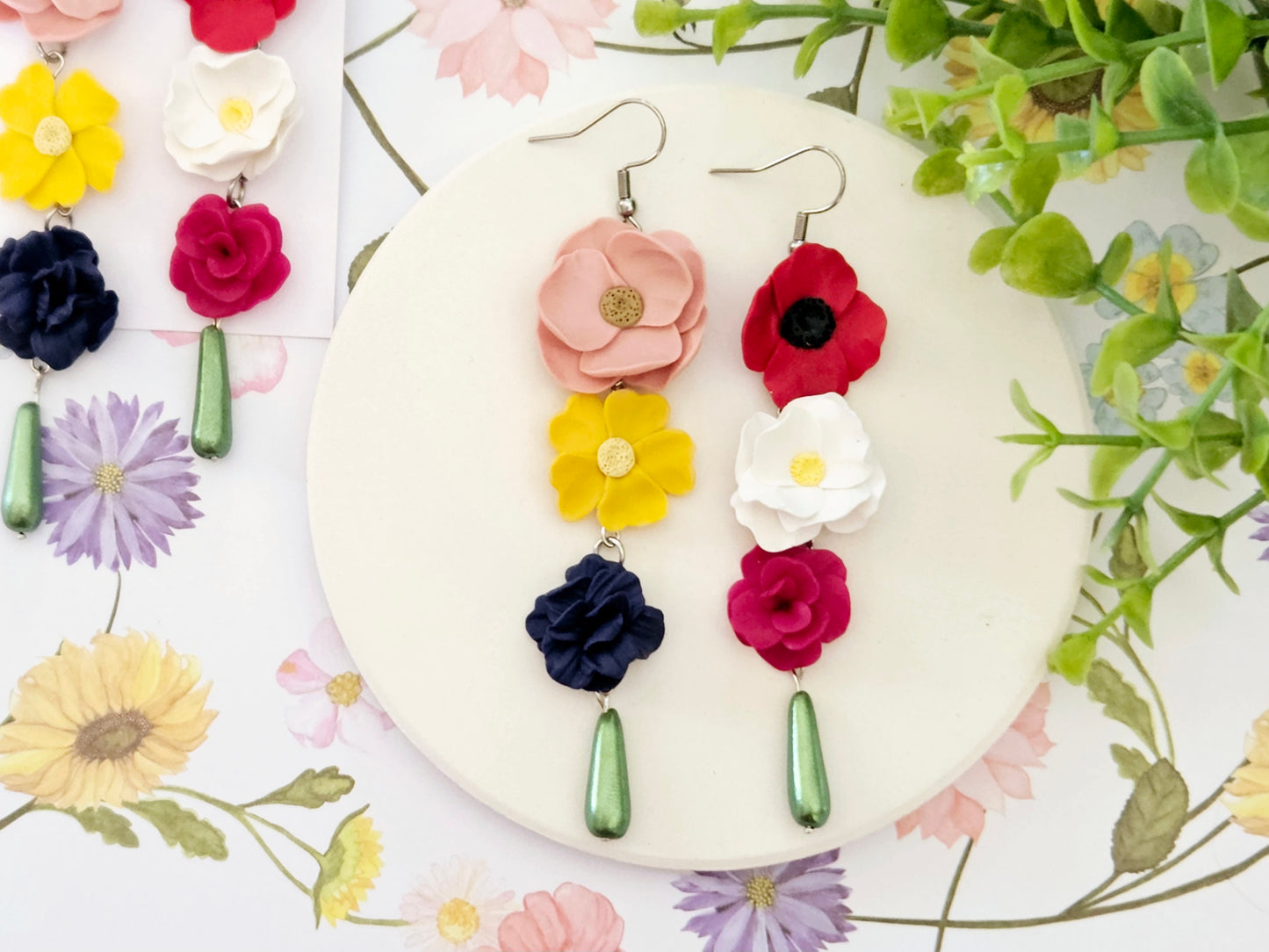 Summer Floral Mixed Flower Earrings