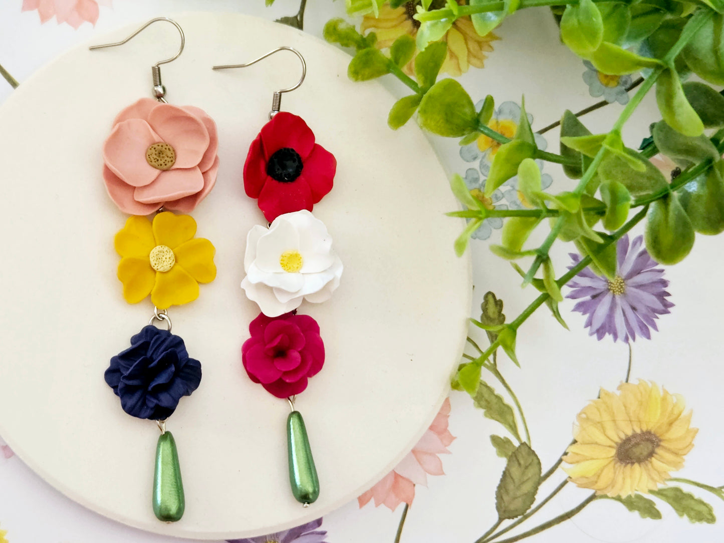 Summer Floral Mixed Flower Earrings