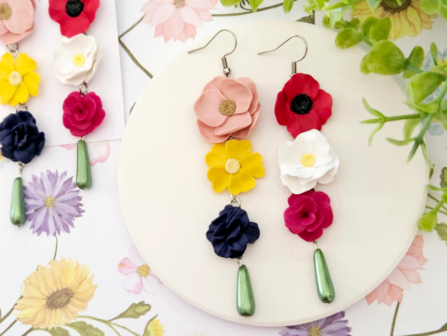 Summer Floral Mixed Flower Earrings