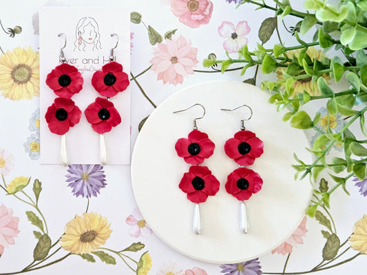 Summer Floral Red Flower Earrings