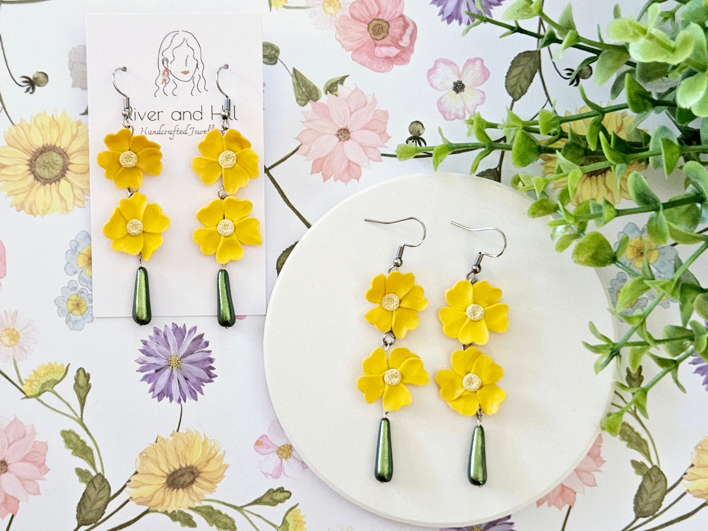 Summer Floral Yellow Flower Earrings