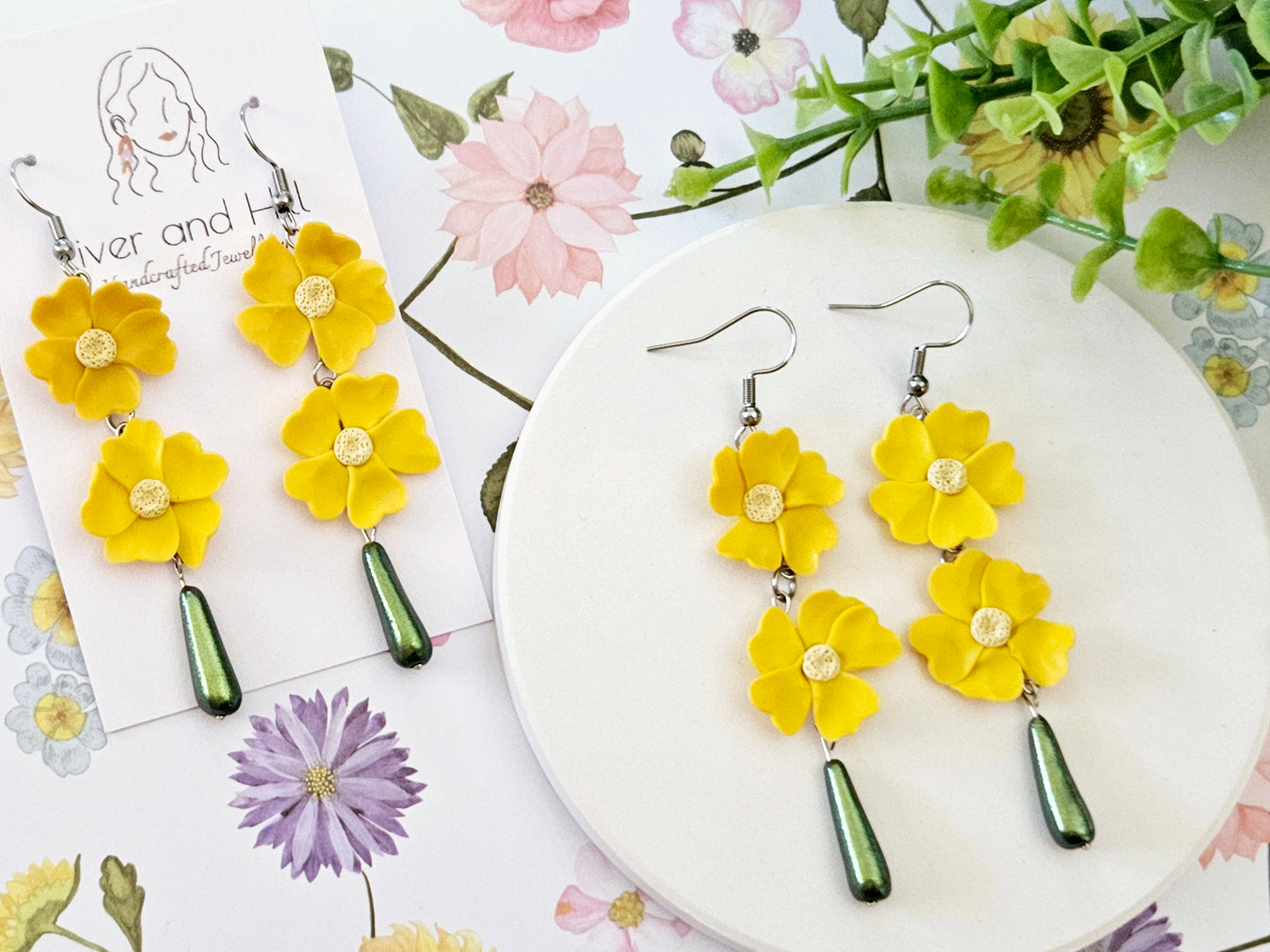 Summer Floral Yellow Flower Earrings