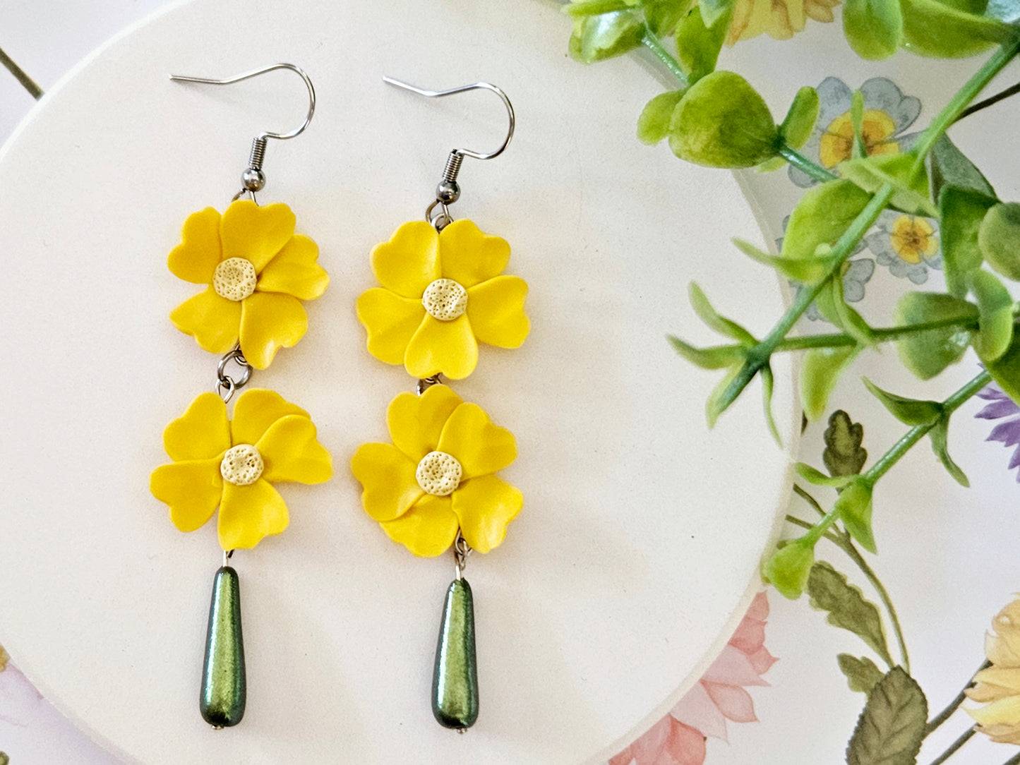 Summer Floral Yellow Flower Earrings