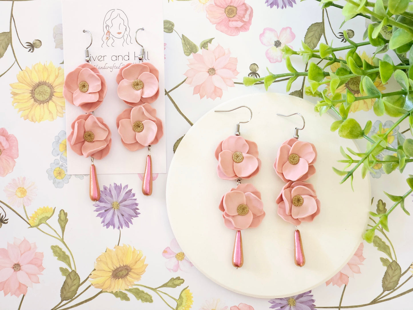 Summer Floral Light Pink Flower Earrings