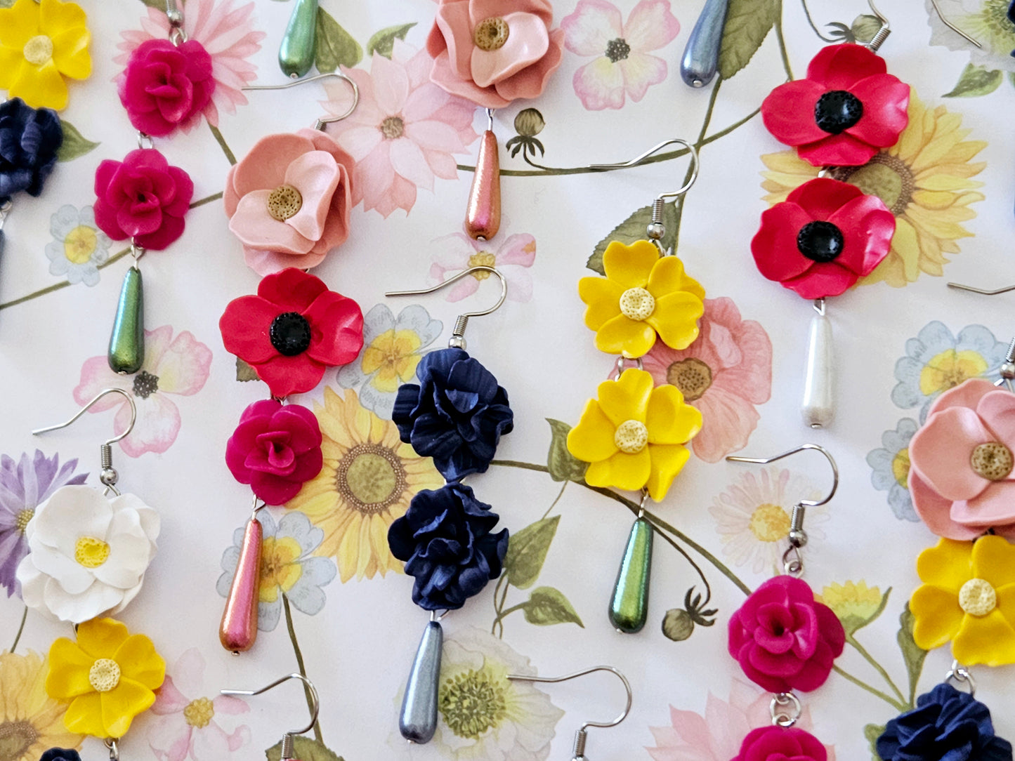 Summer Floral Light Pink Flower Earrings