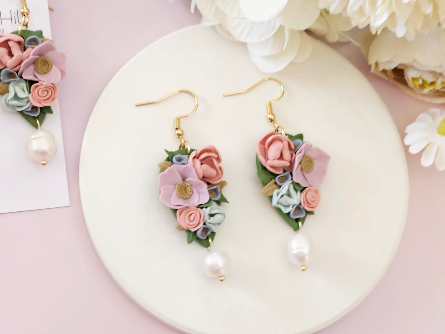 Floral Pastel Pearl Earrings