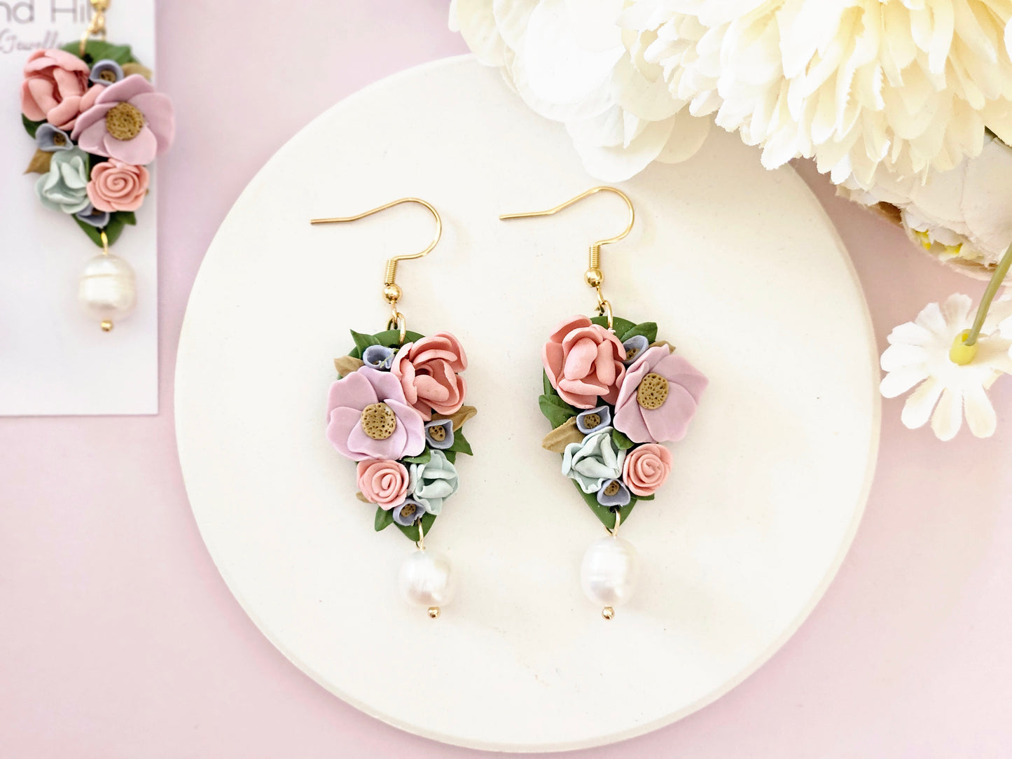 Floral Pastel Pearl Earrings