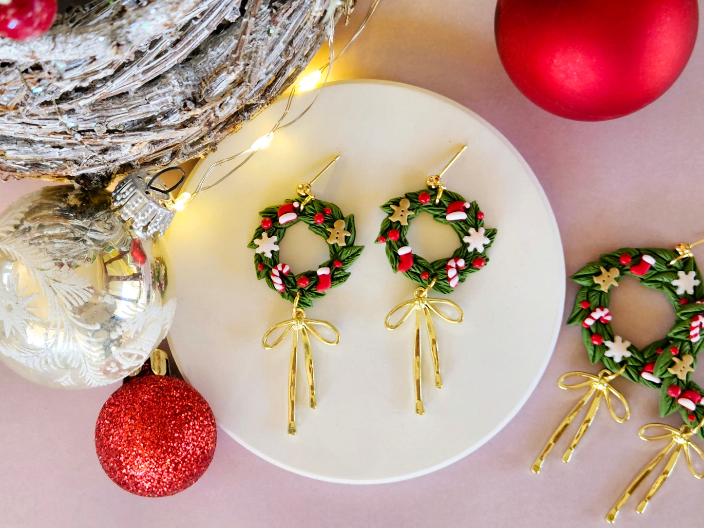 Christmas Small Wreath Earrings