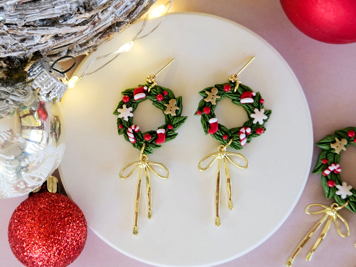 Christmas Small Wreath Earrings