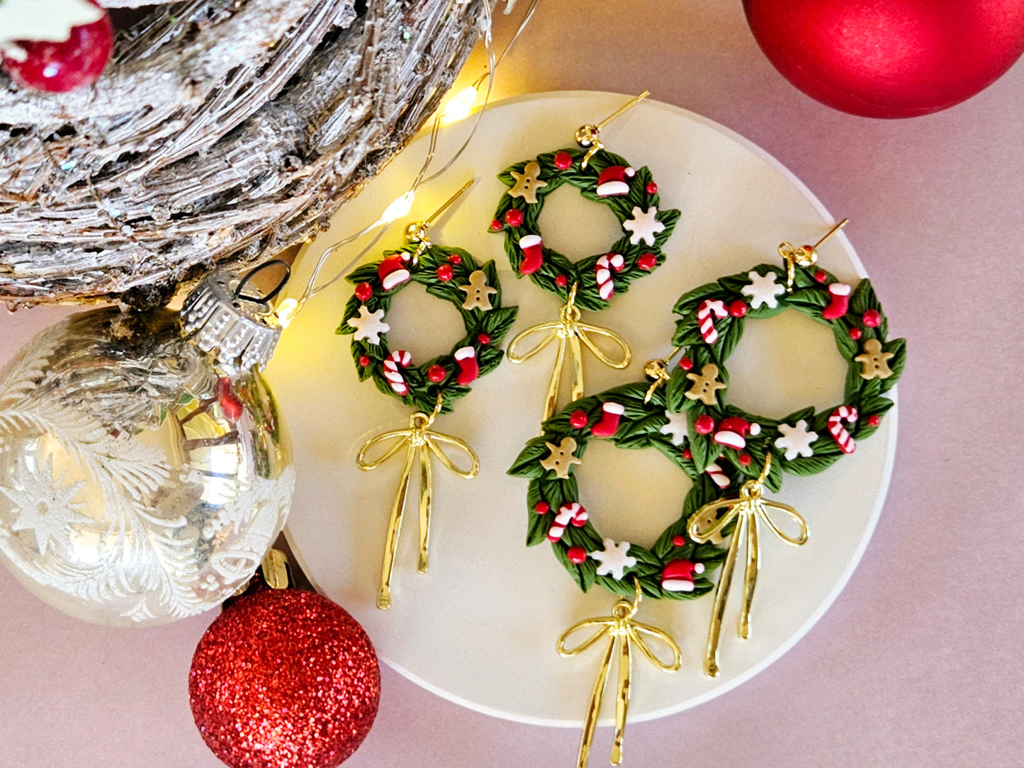 Christmas Wreath Large Earrings