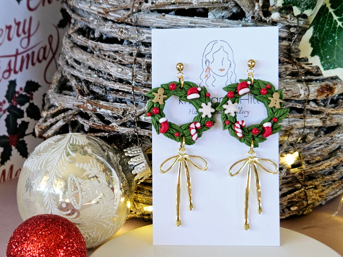 Christmas Small Wreath Earrings