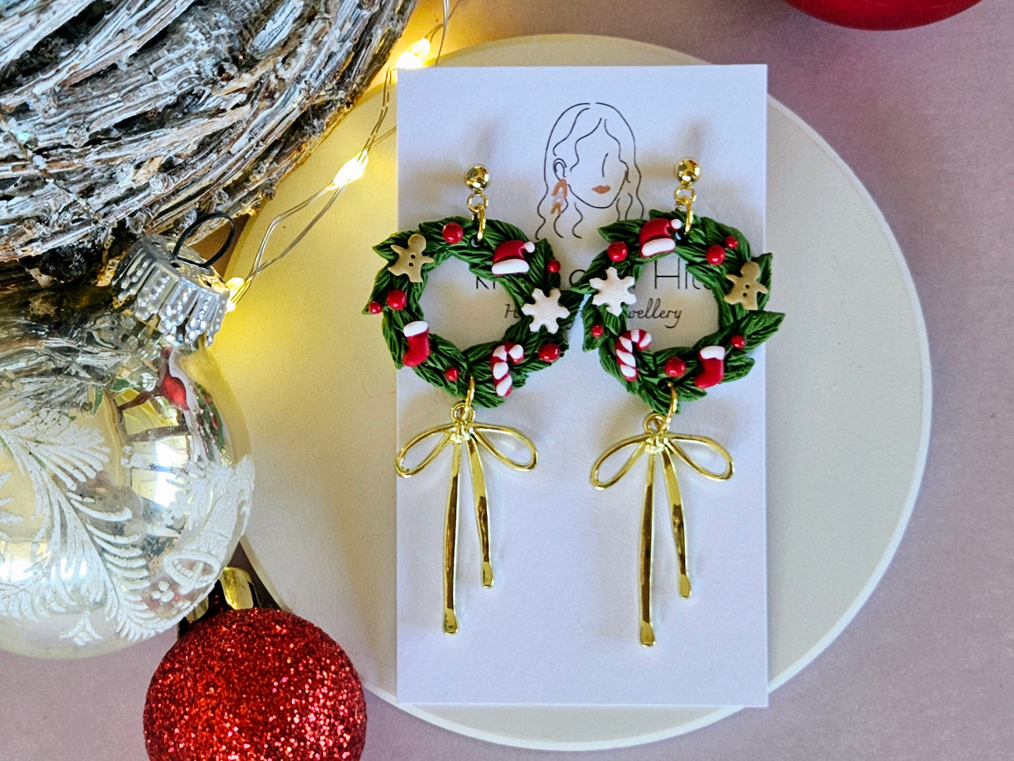 Christmas Small Wreath Earrings