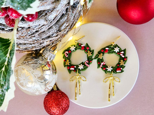 Christmas Wreath Large Earrings