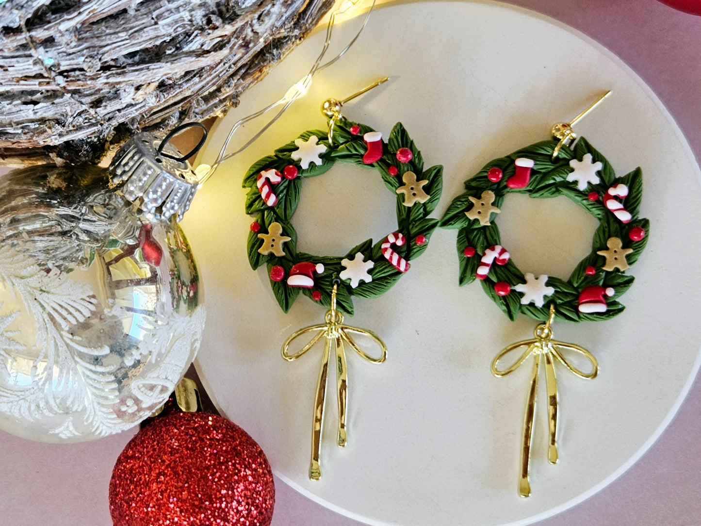 Christmas Wreath Large Earrings