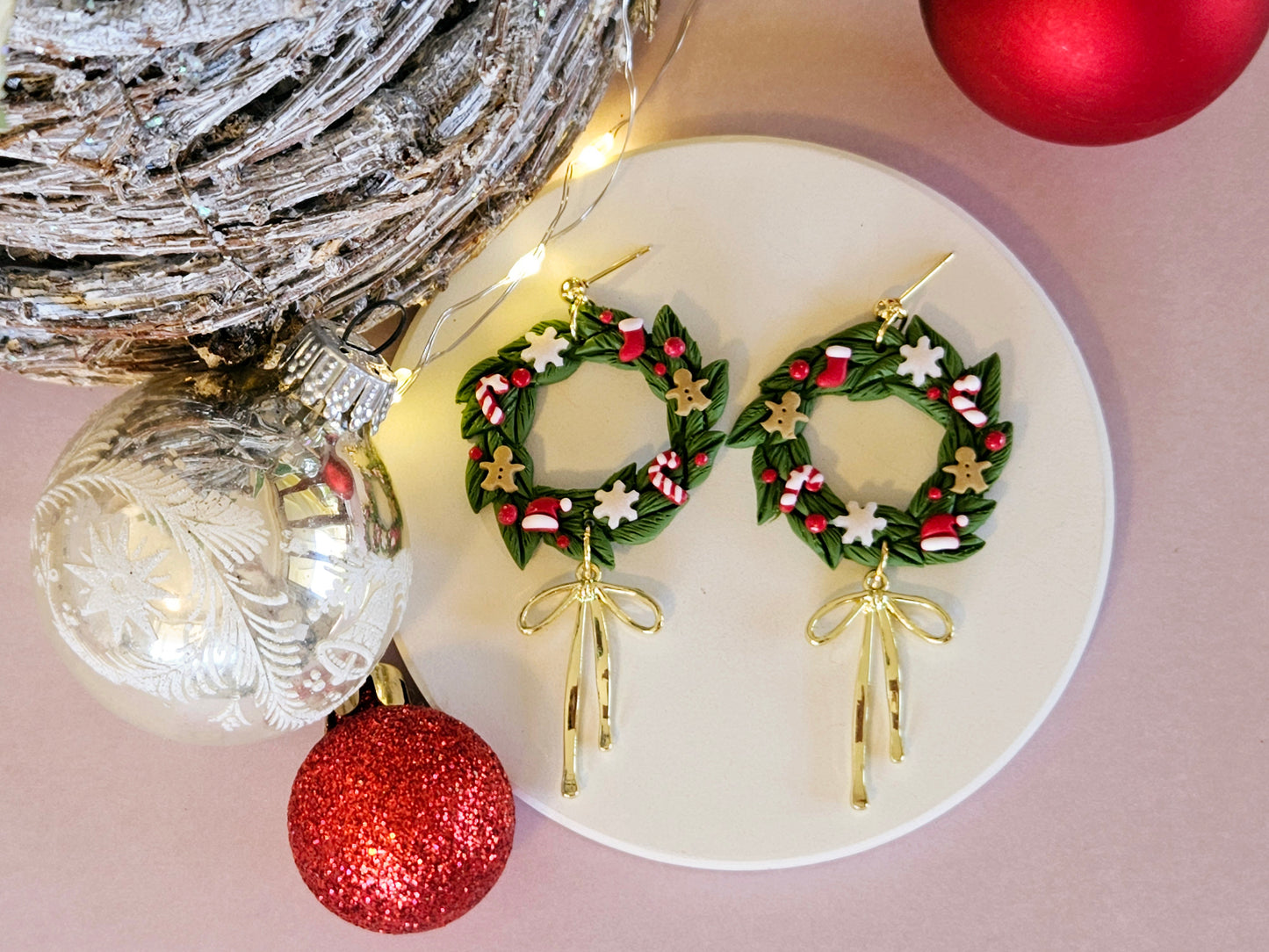 Christmas Wreath Large Earrings