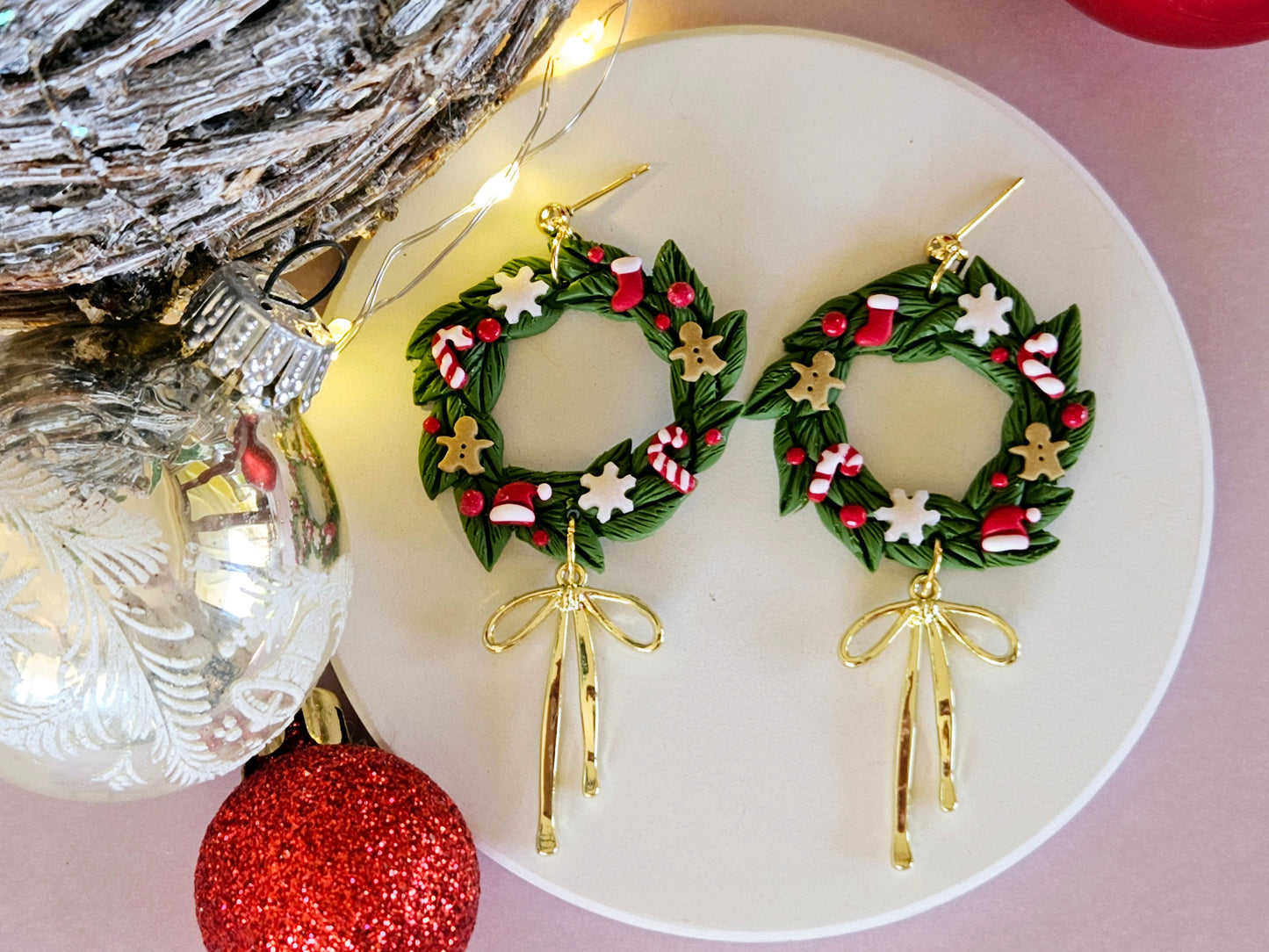 Christmas Wreath Large Earrings