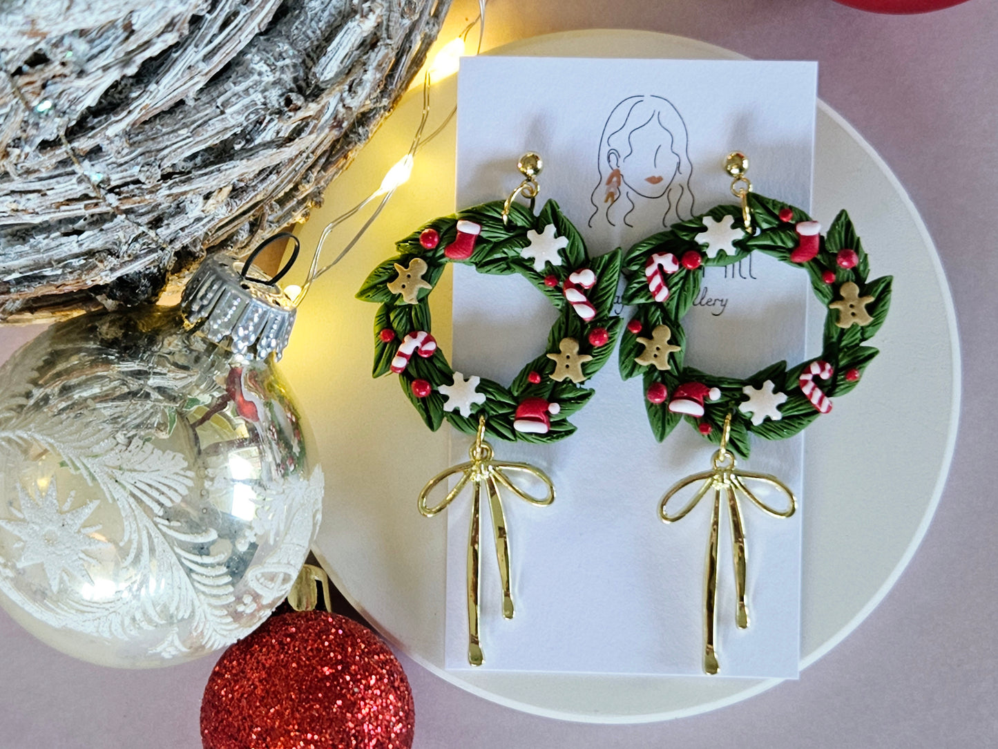 Christmas Wreath Large Earrings