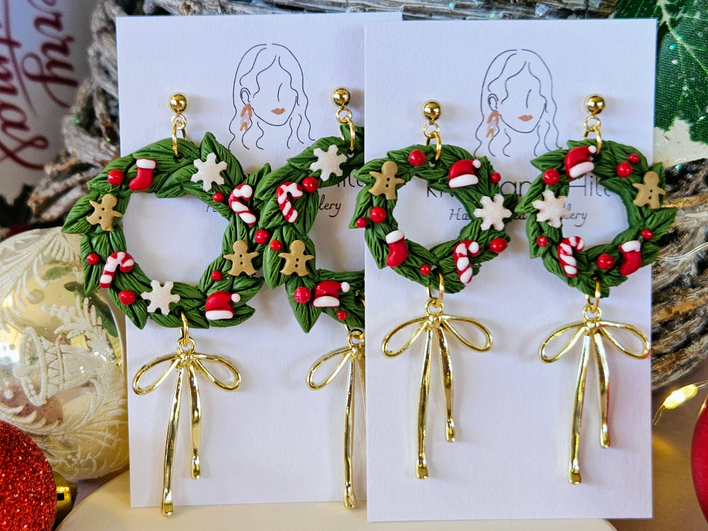 Christmas Small Wreath Earrings