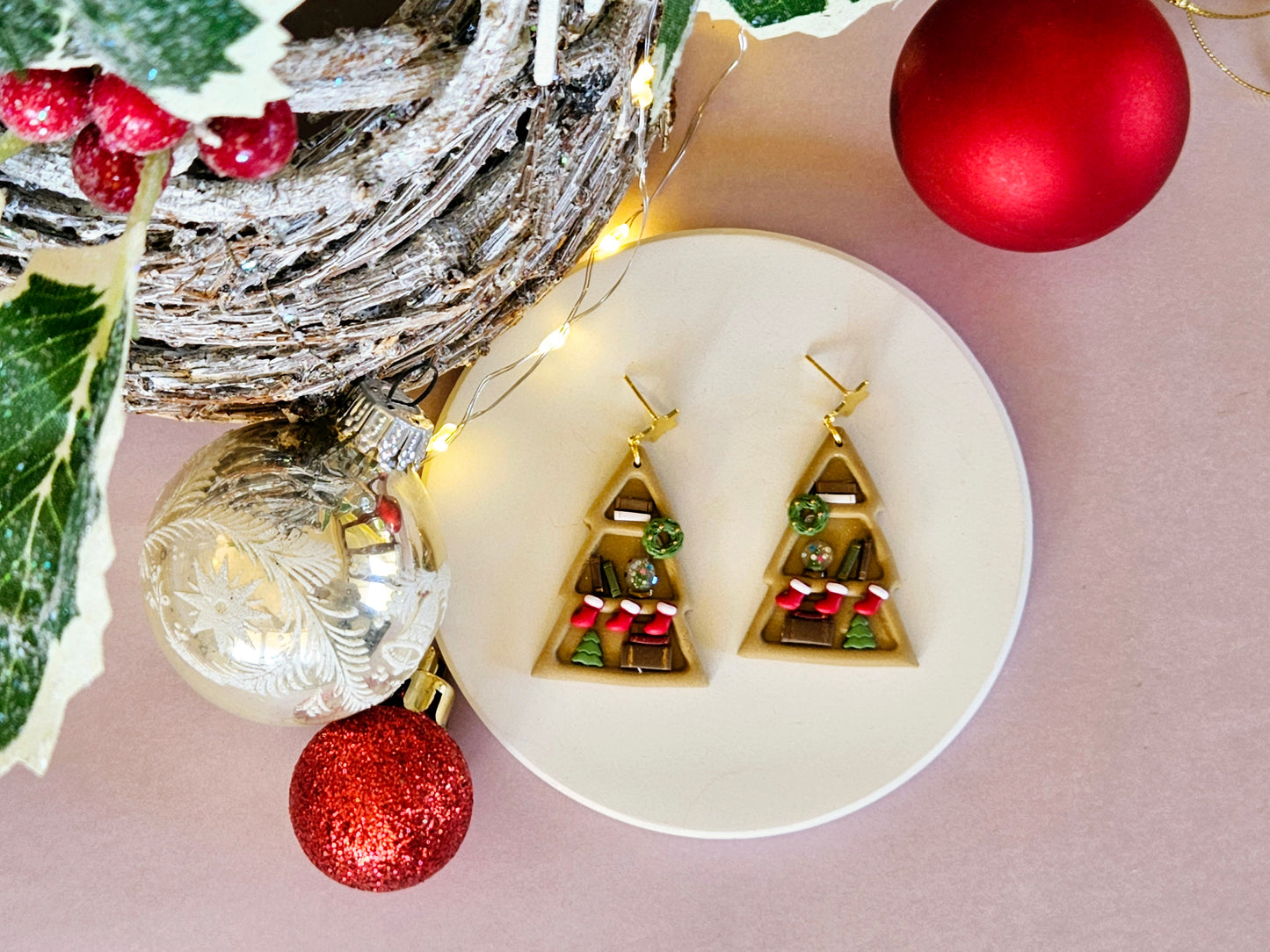 Christmas Bookshelf Earrings