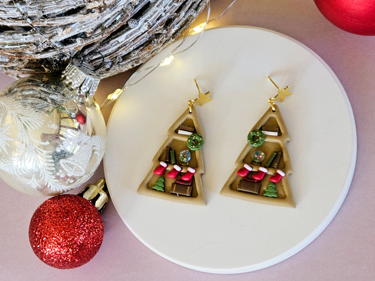 Christmas Bookshelf Earrings