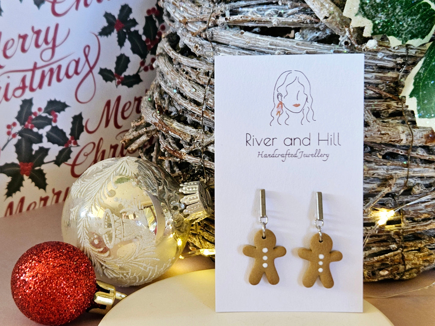 Christmas Dainty Gingerbread Man Earrings