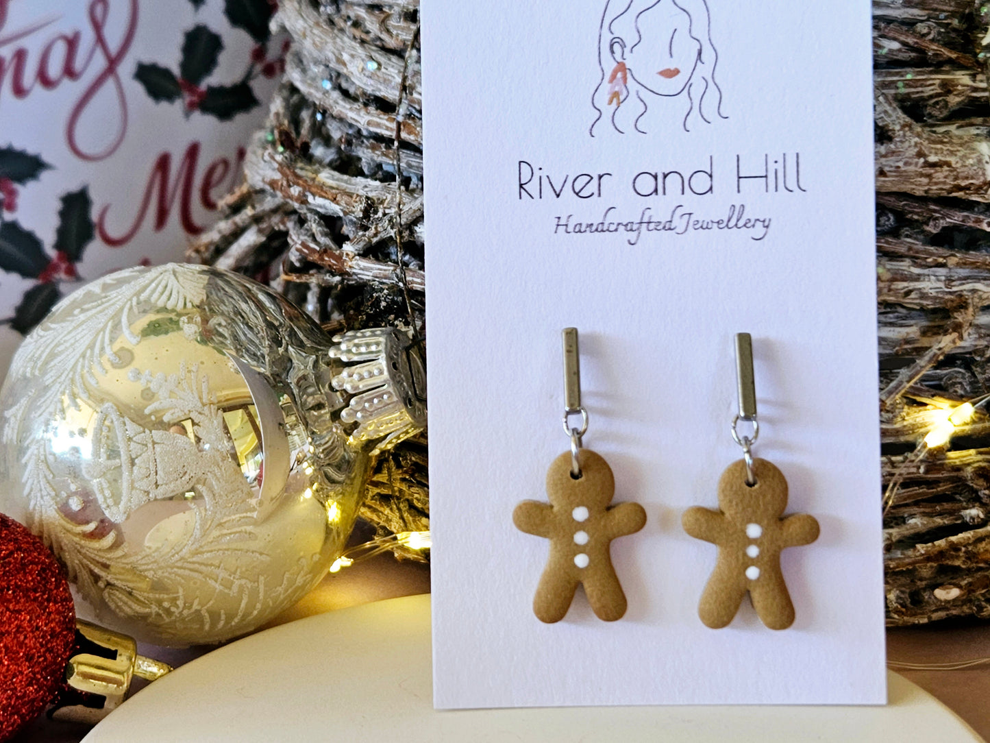 Christmas Dainty Gingerbread Man Earrings