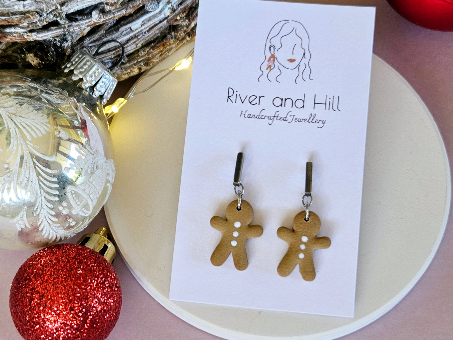 Christmas Dainty Gingerbread Man Earrings