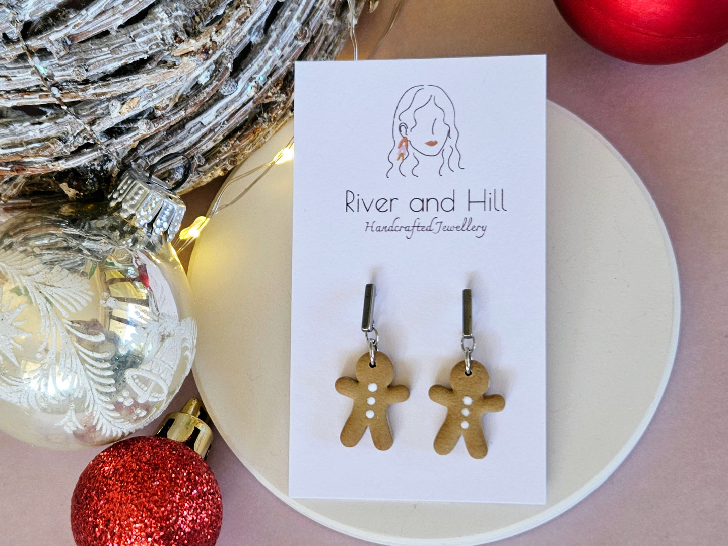 Christmas Dainty Gingerbread Man Earrings