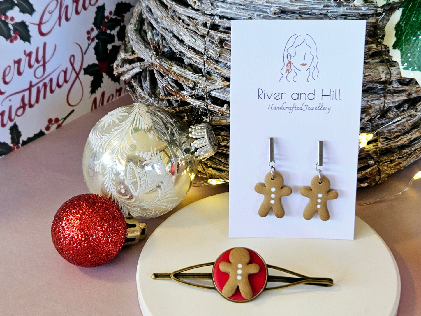 Christmas Dainty Gingerbread Man Earrings