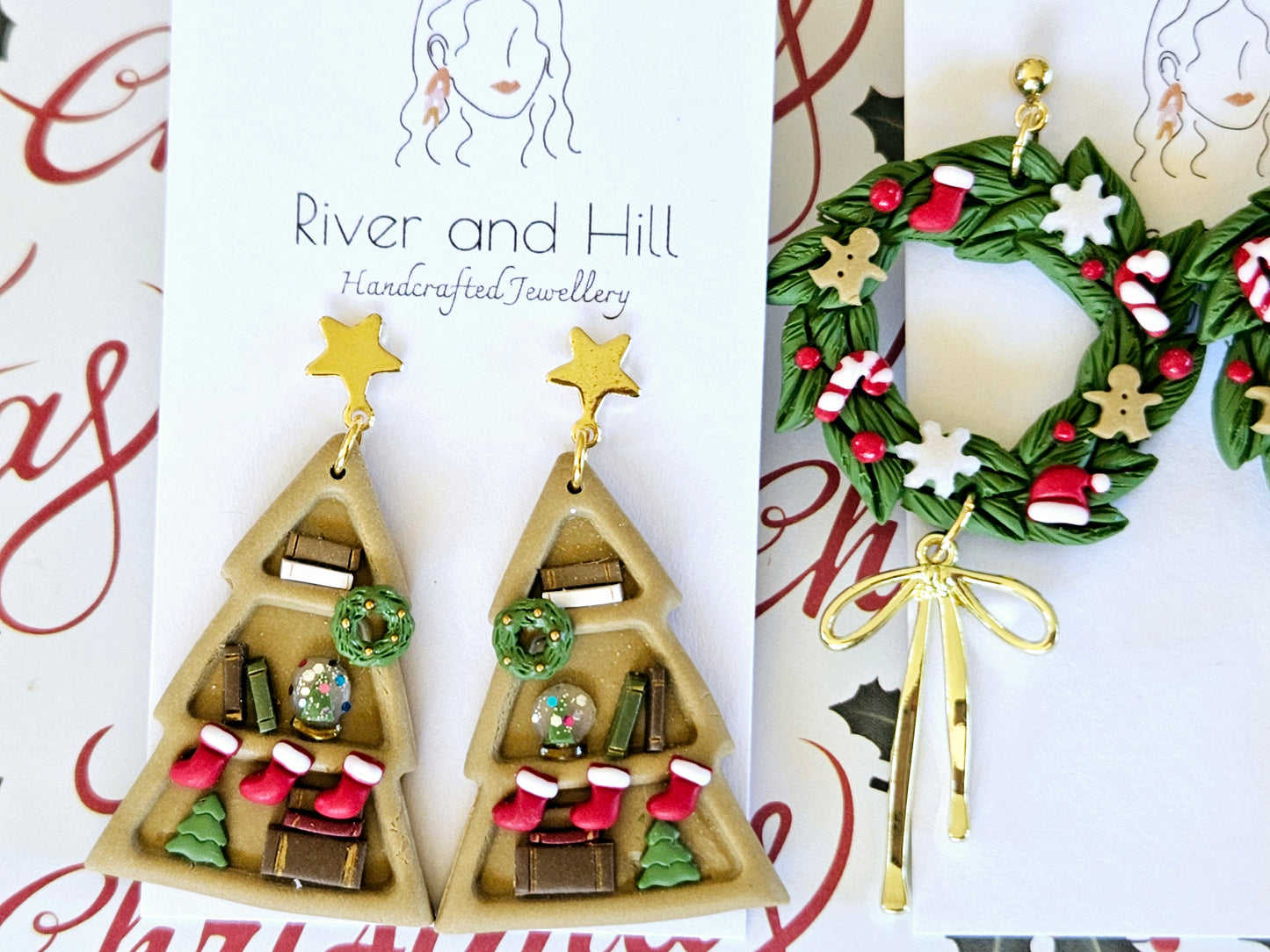 Christmas Bookshelf Earrings