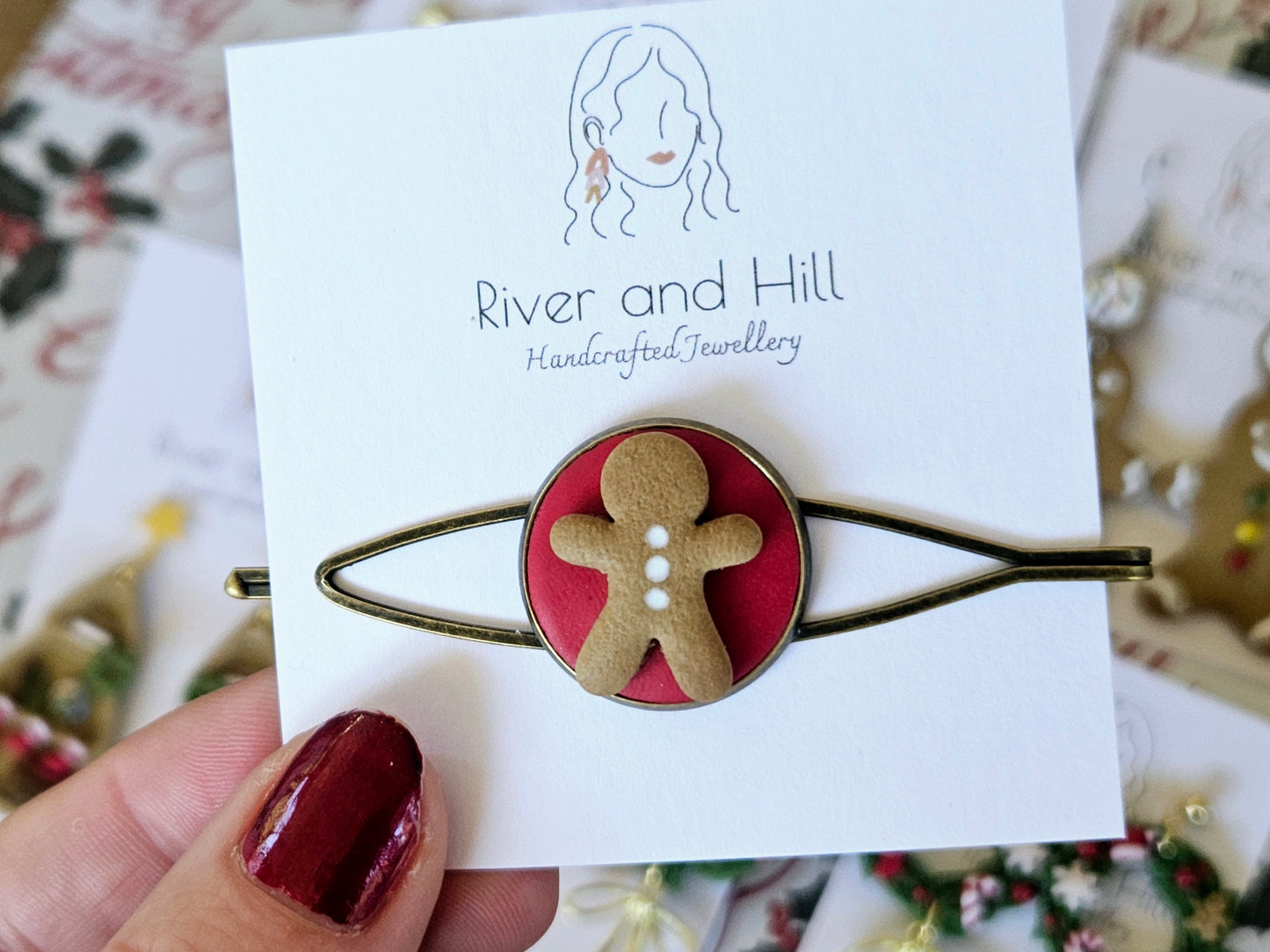 Christmas Gingerbread Man Hair Clip