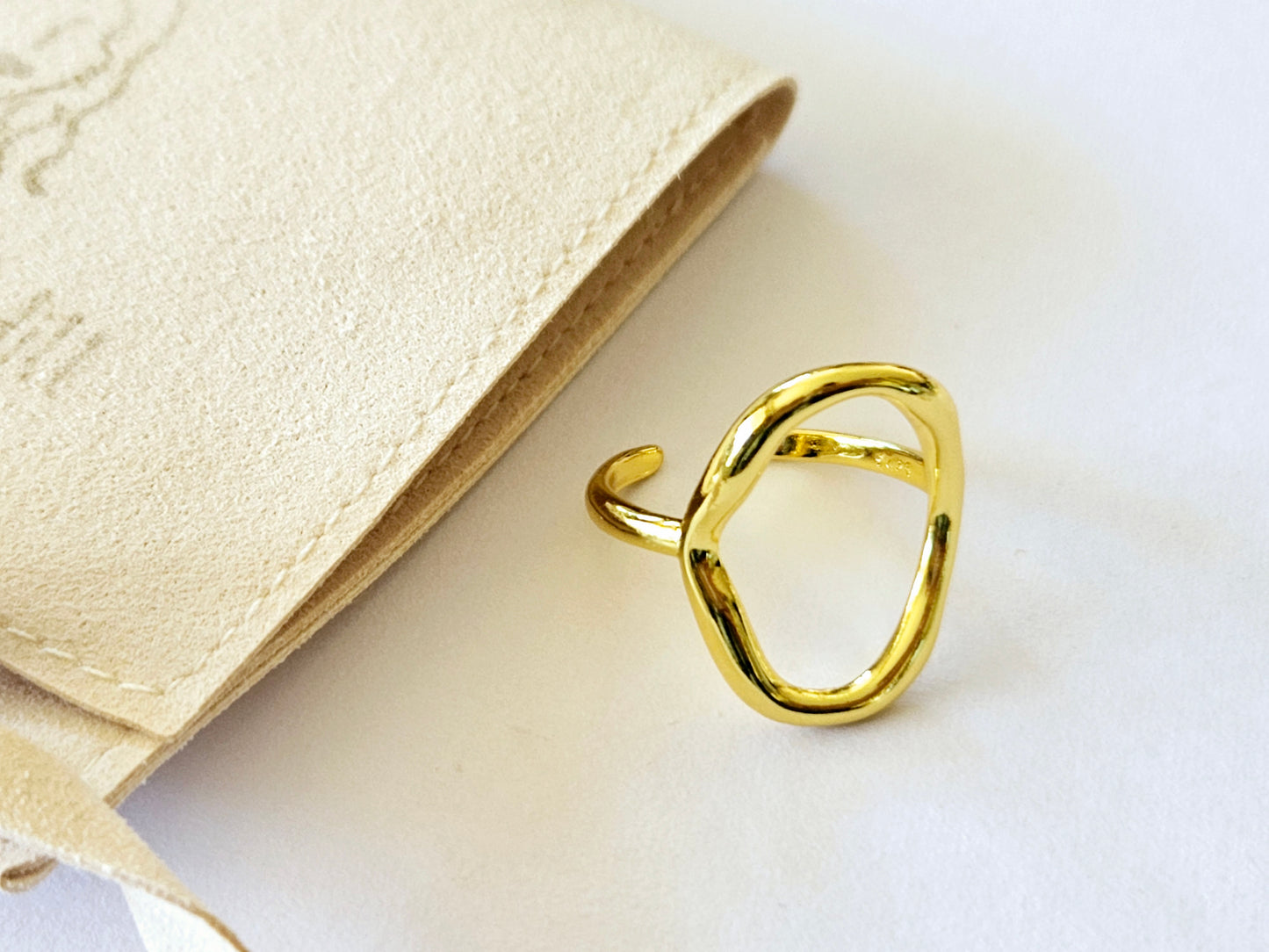 Sterling Silver Gold Plated Hollow Ring