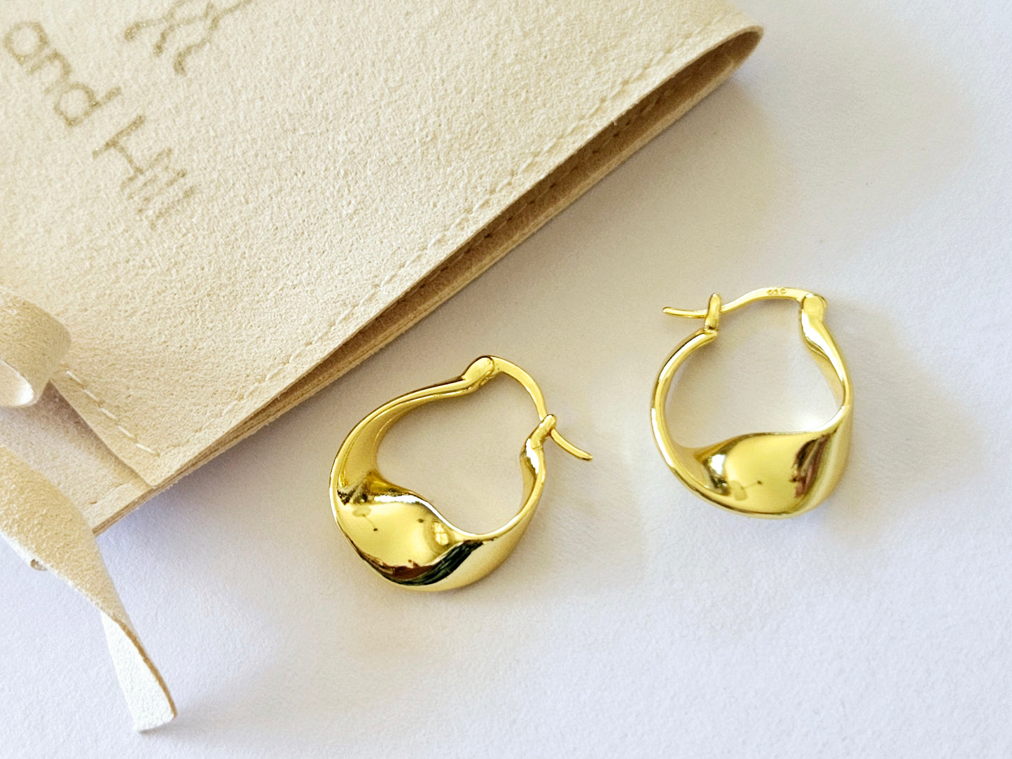 Sterling Silver Gold Plated Twisted Earrings