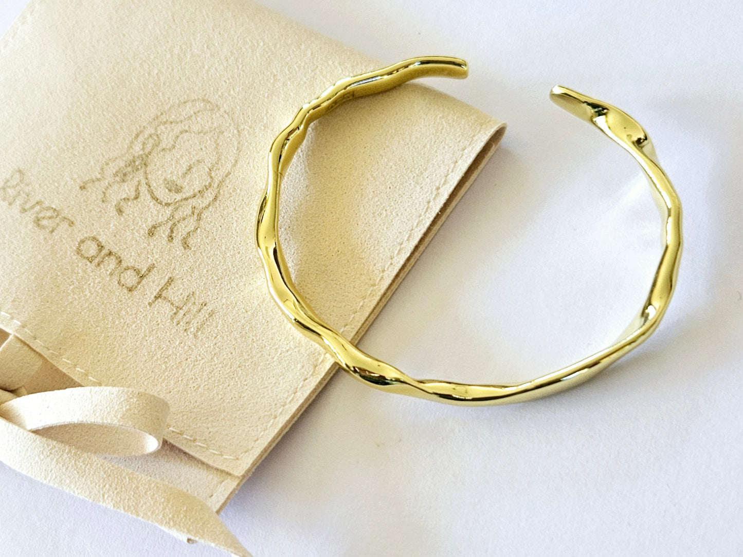 Sterling Silver Gold Plated Molten Bangle