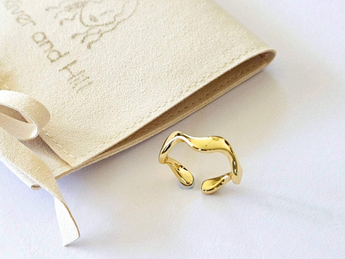 Sterling Silver Gold Plated Molten Wave Ring