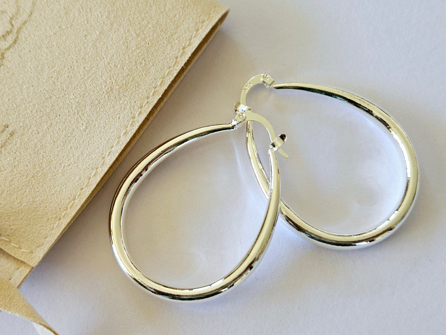 Sterling Silver Oval Hoop Earrings