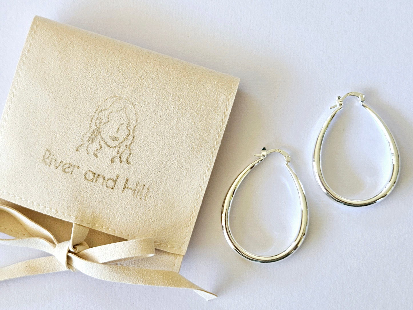 Sterling Silver Oval Hoop Earrings