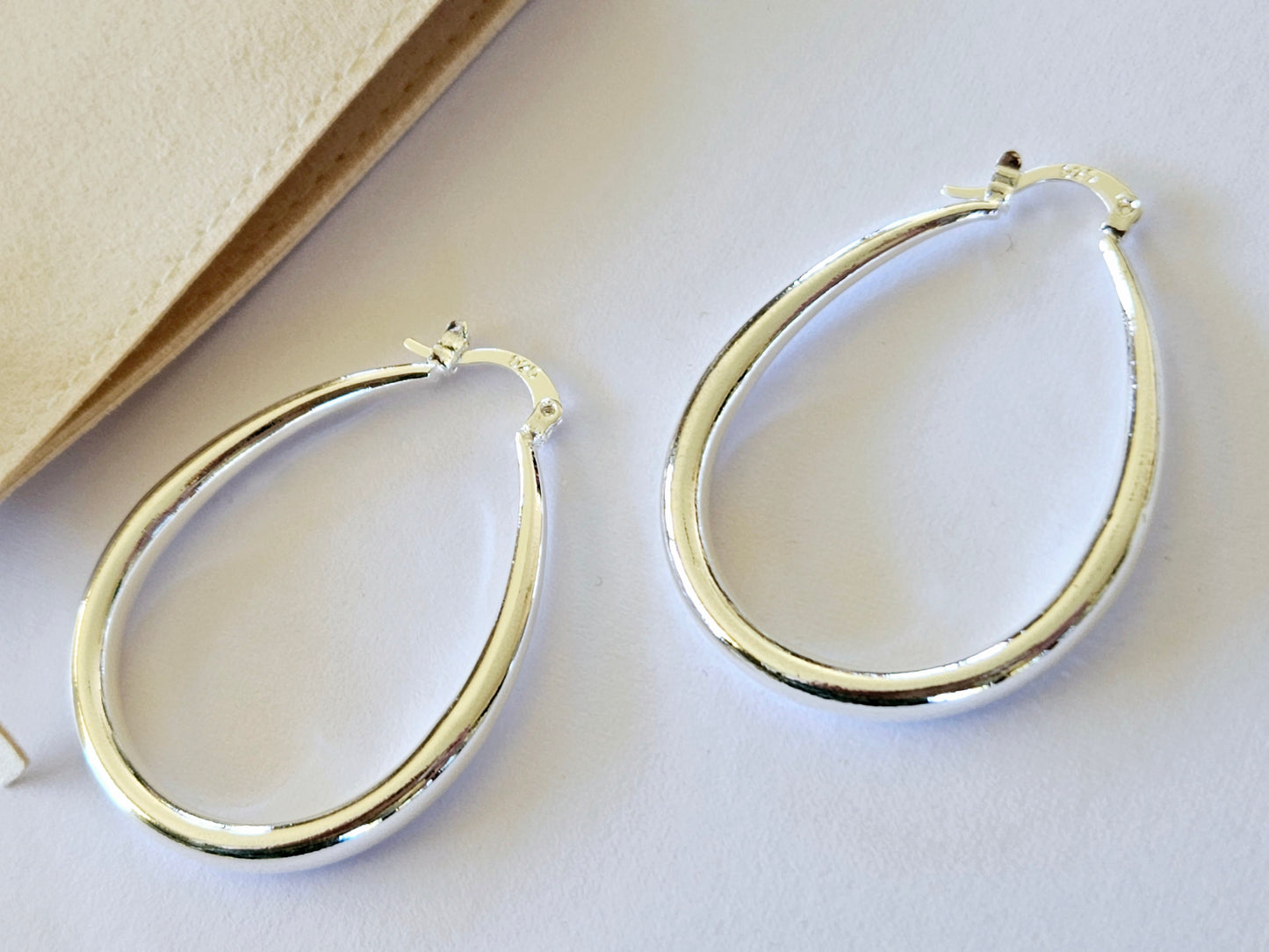 Sterling Silver Oval Hoop Earrings