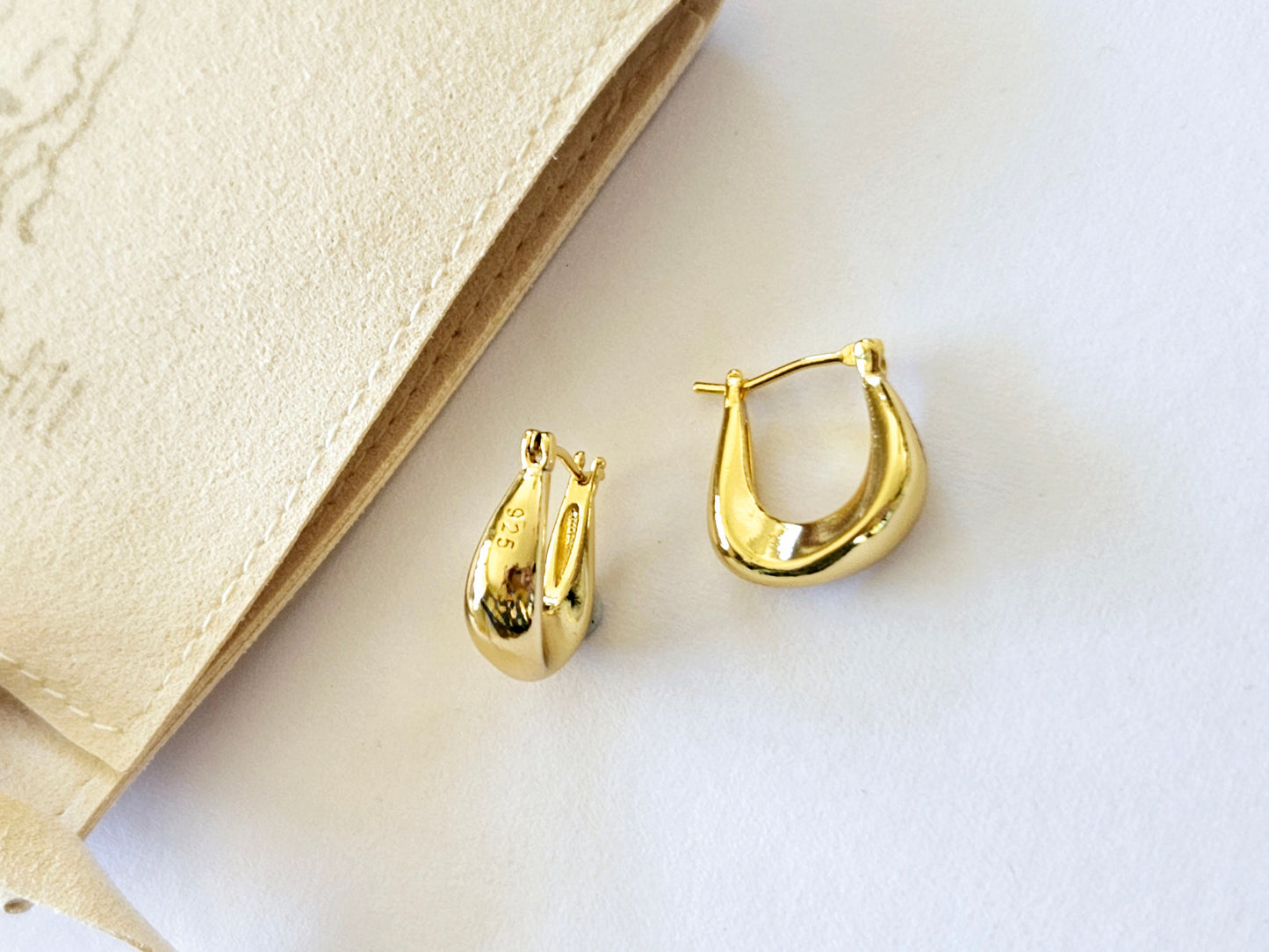 Sterling Silver Gold Plated Huggie Earrings