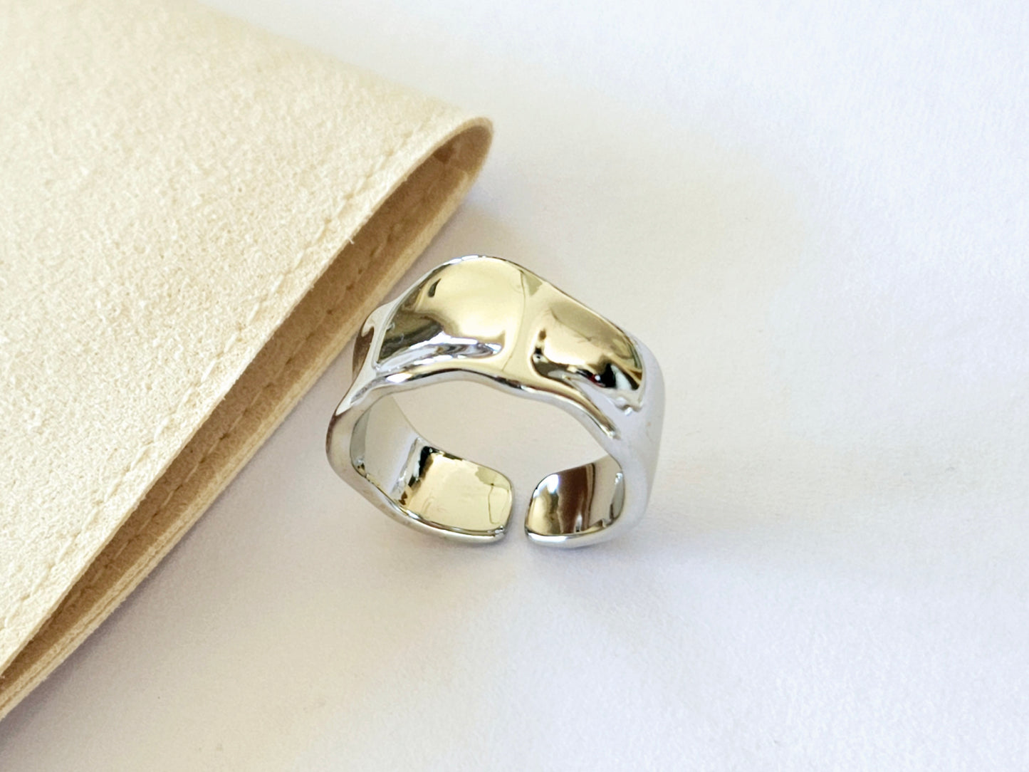 Sterling Silver Wide Molten Ring