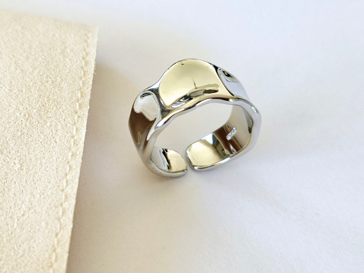 Sterling Silver Wide Molten Ring