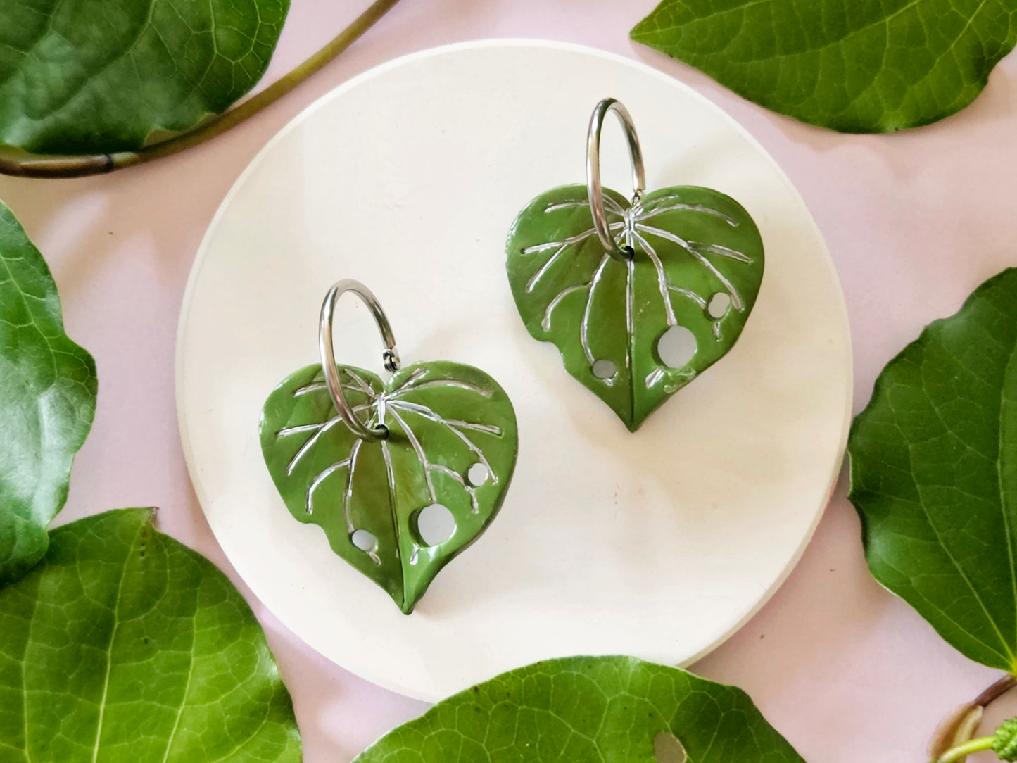 Kawakawa Silver Hoop Statement Earrings