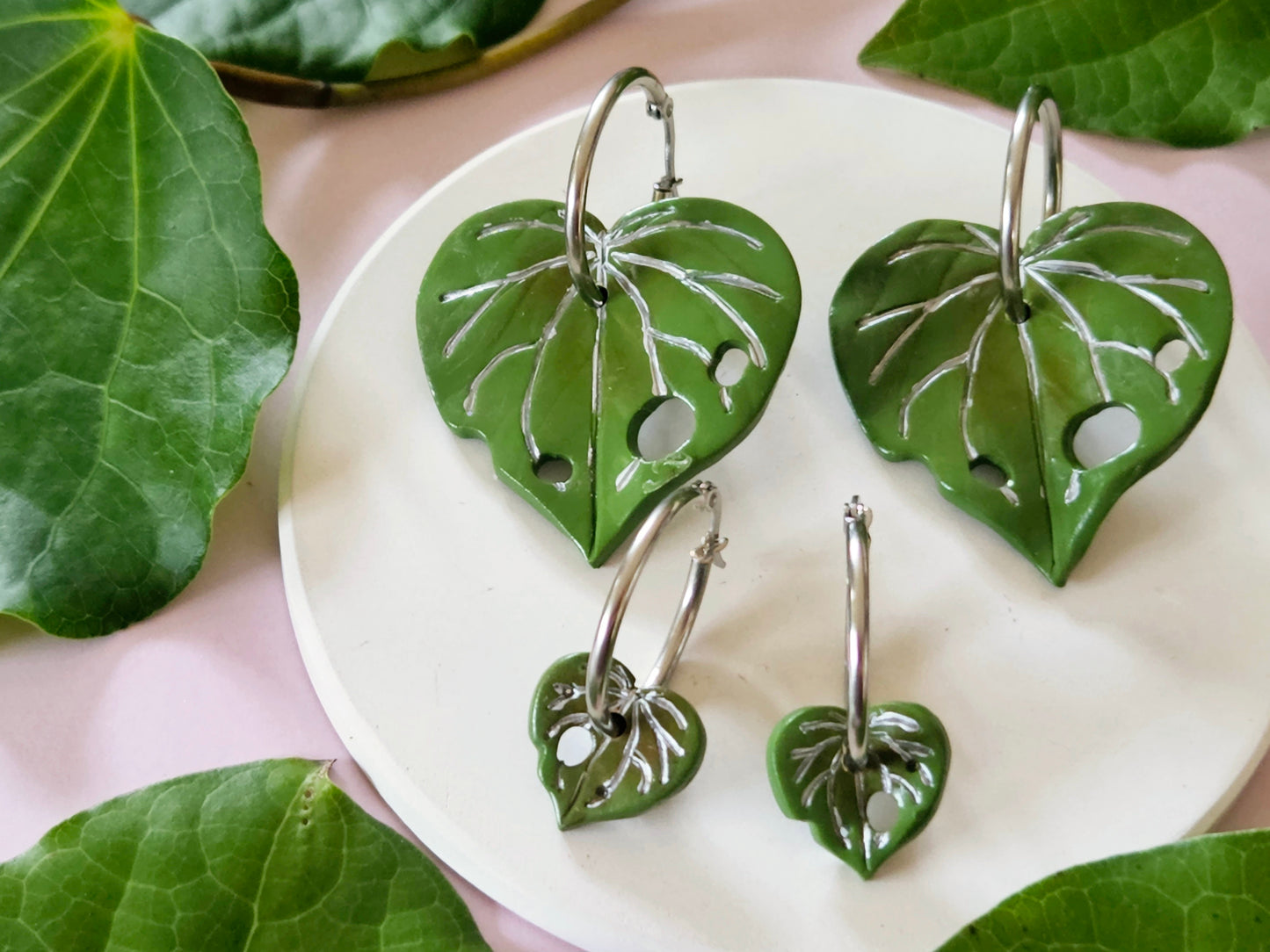 Kawakawa Silver Hoop Statement Earrings