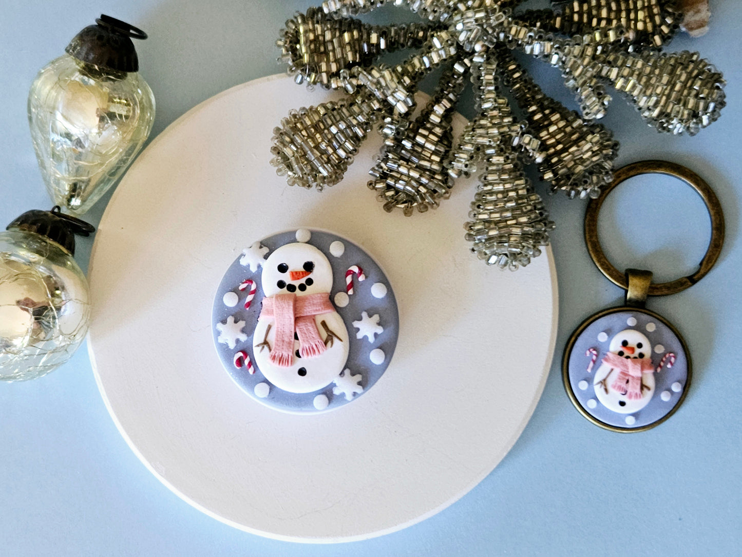 *Made to order* Christmas Snowman Pop Socket and Keychain