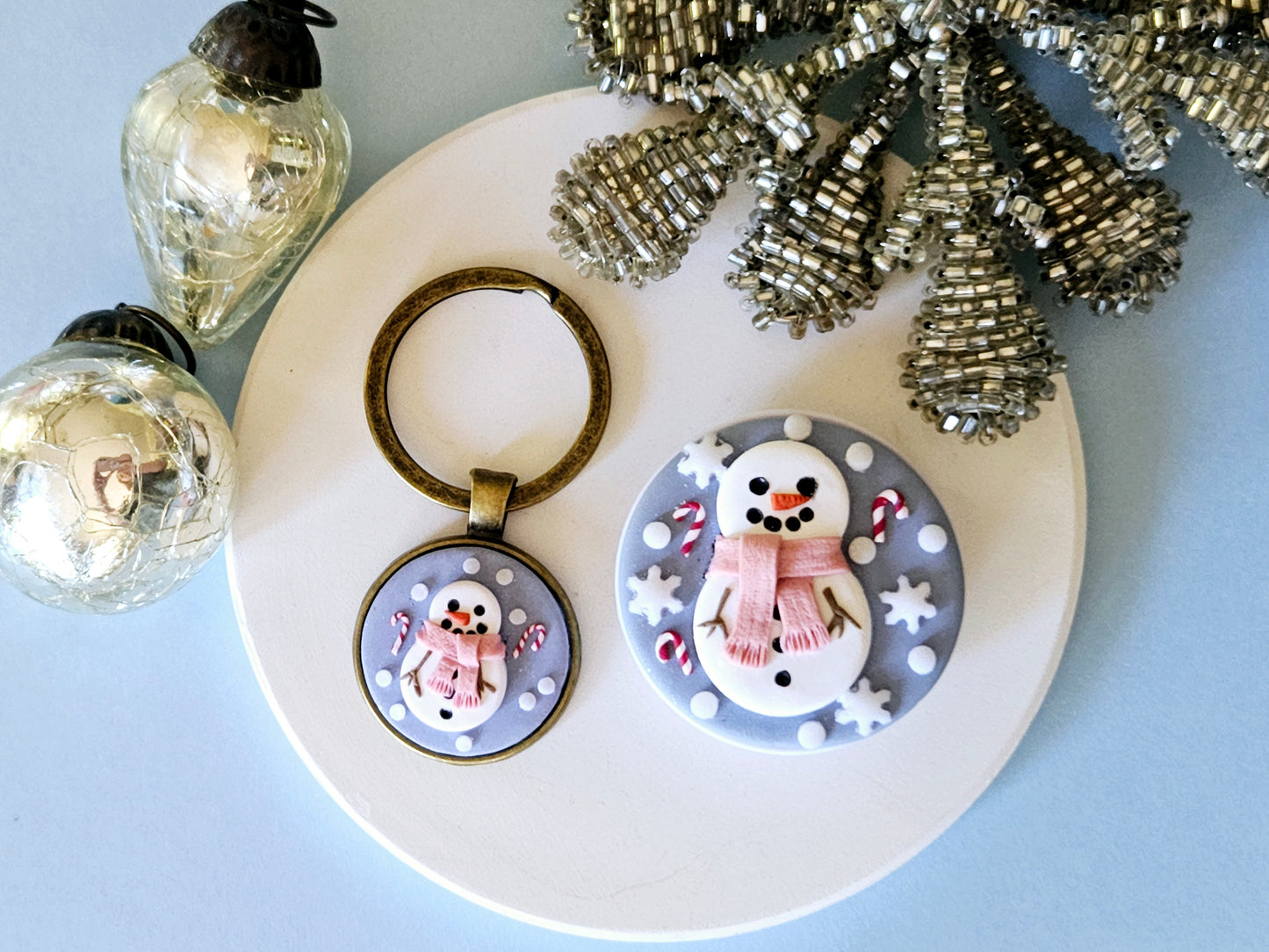 *Made to order* Christmas Snowman Pop Socket and Keychain