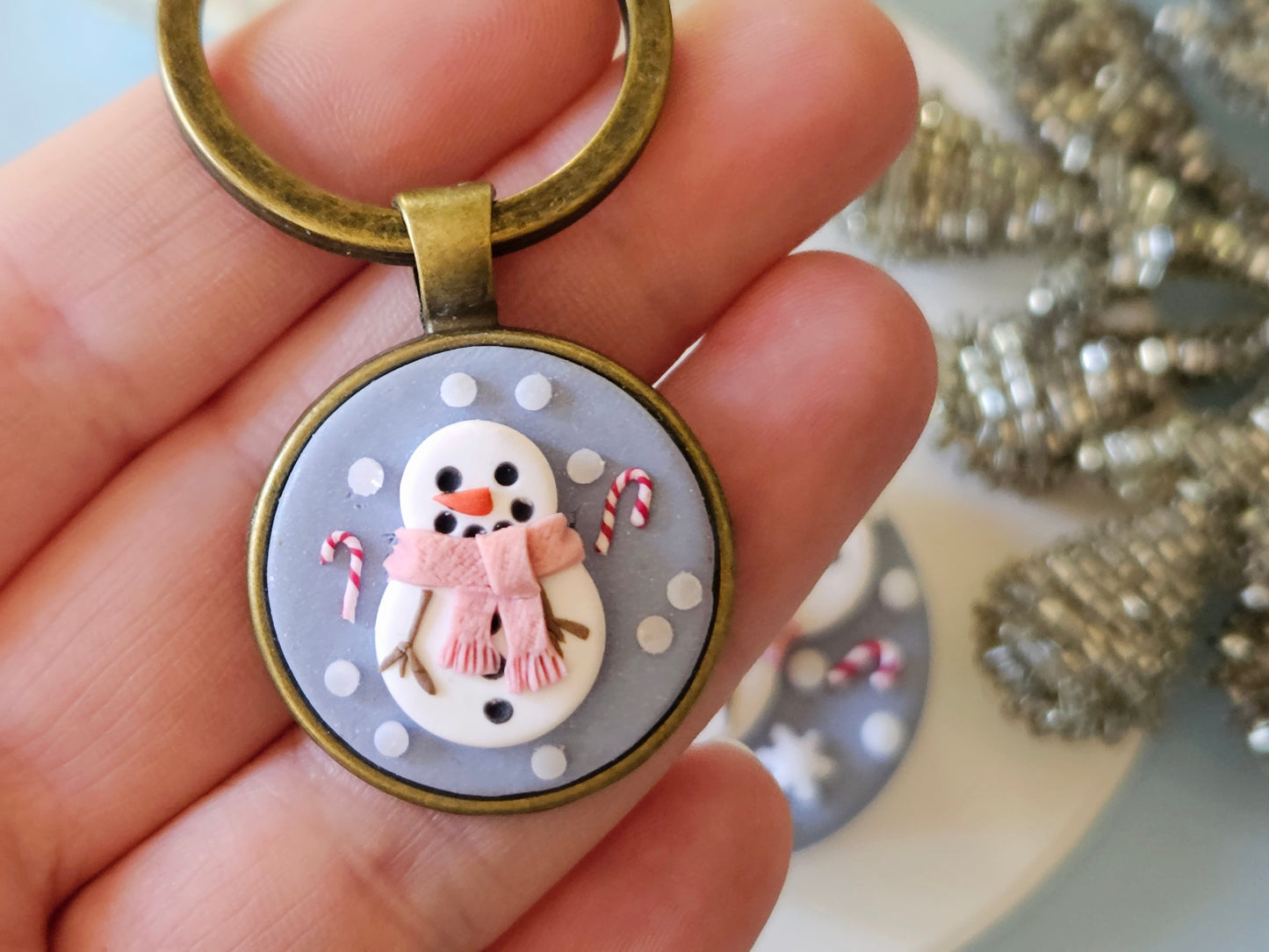 *Made to order* Christmas Snowman Pop Socket and Keychain