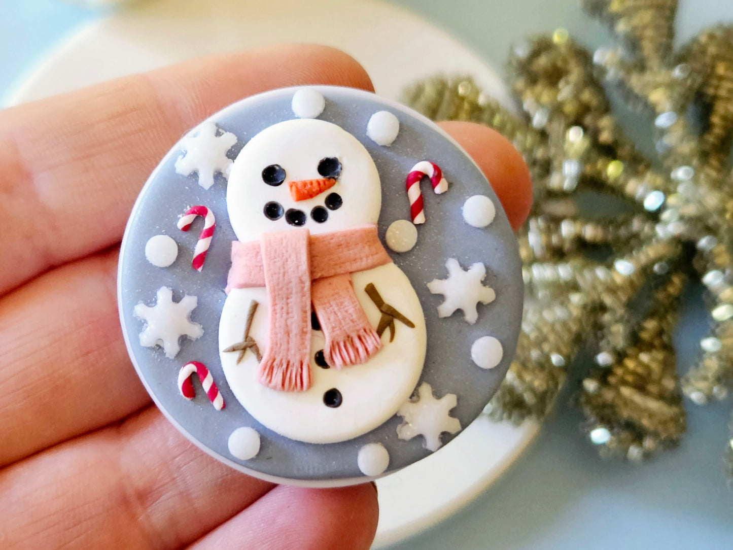 *Made to order* Christmas Snowman Pop Socket and Keychain