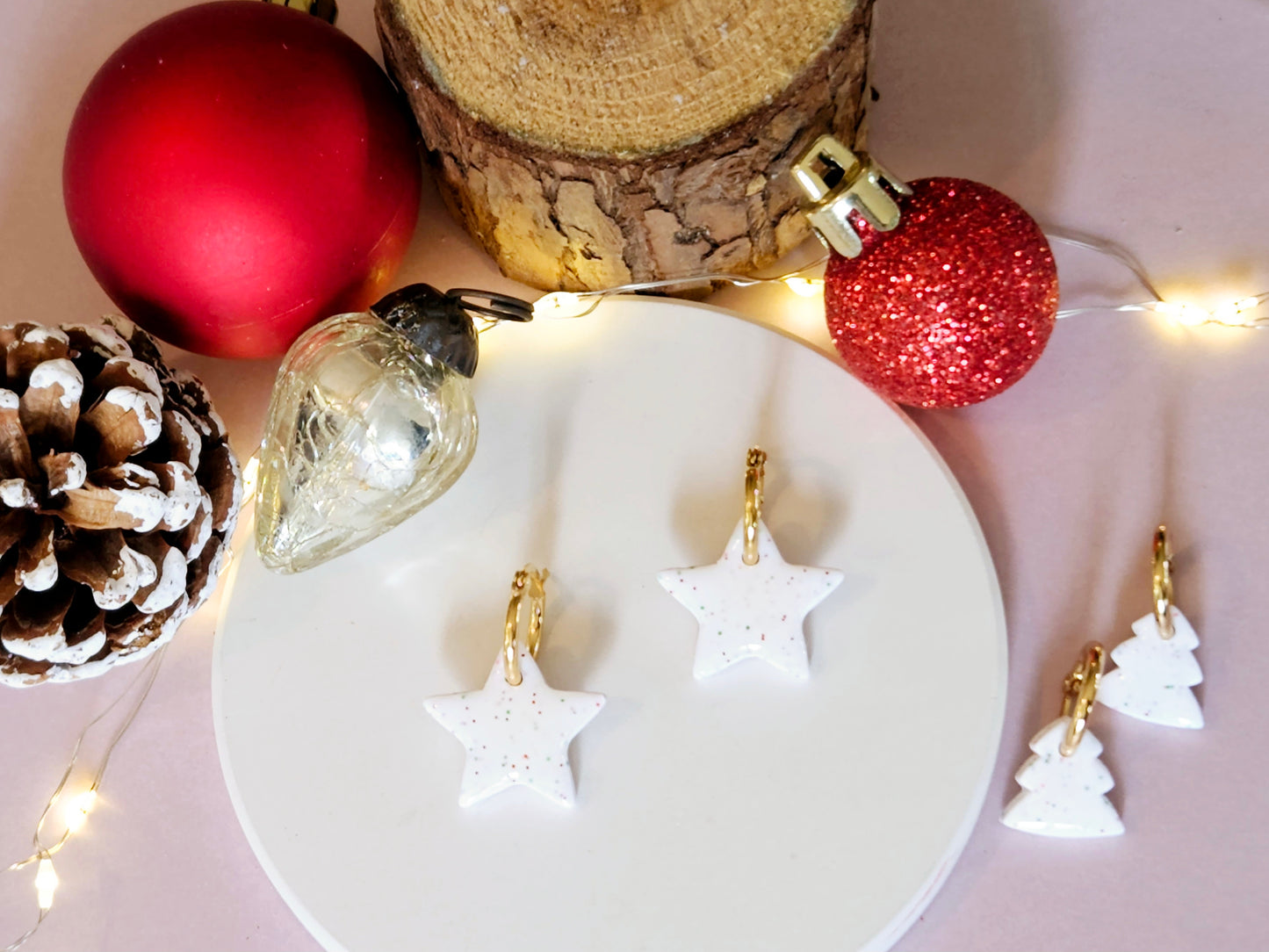 Christmas Star Sparkle Mini Hoops