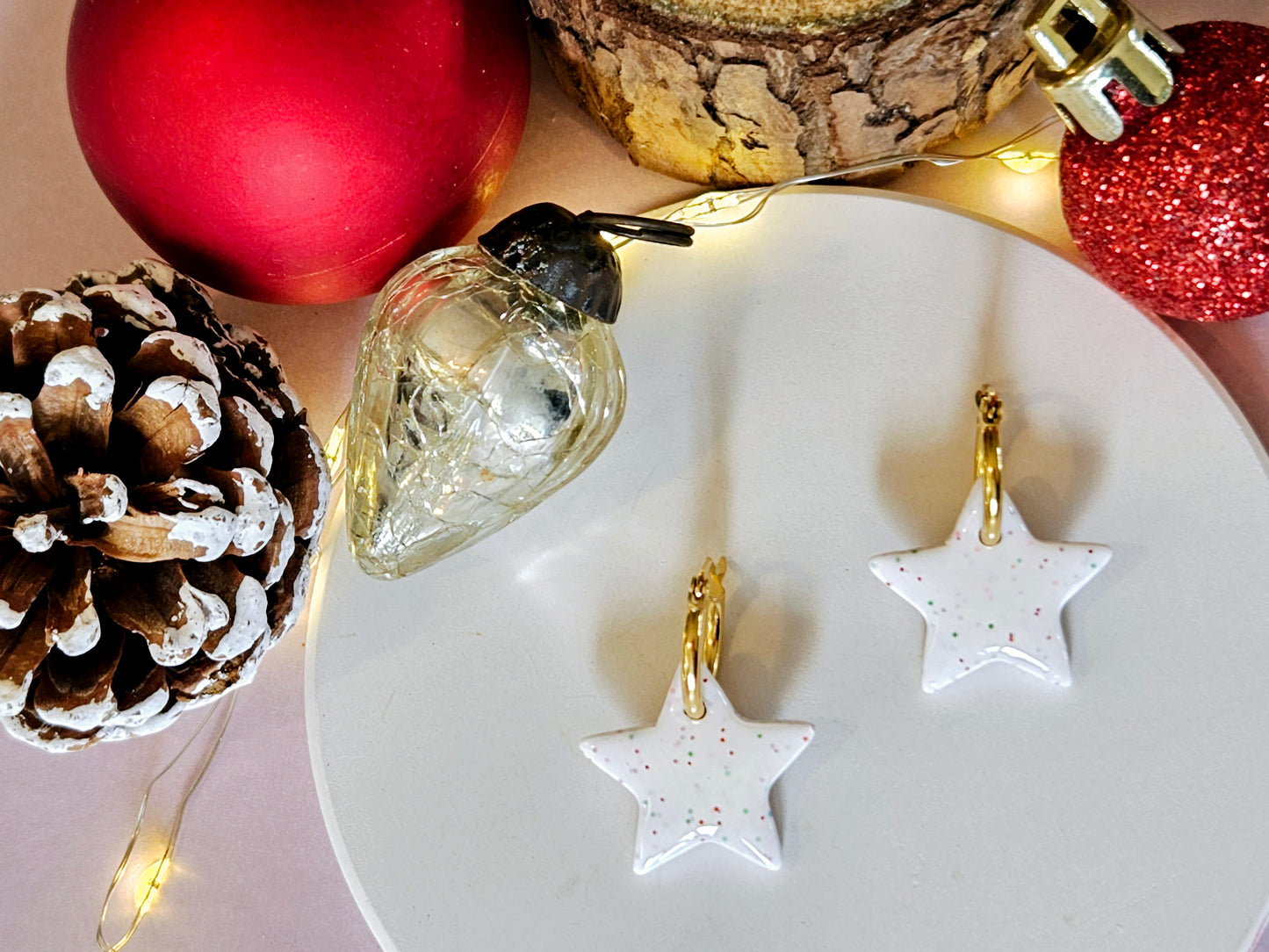 Christmas Star Sparkle Mini Hoops